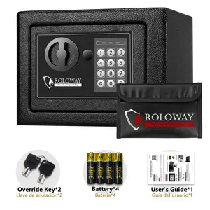 Roloway MiniVault 9x6.6x6.5 Steel Security Safe Box with Extra Fireproof Money Bag, Digital Keypad, and Secure Lockout System for Small Valuables lock office hotel business