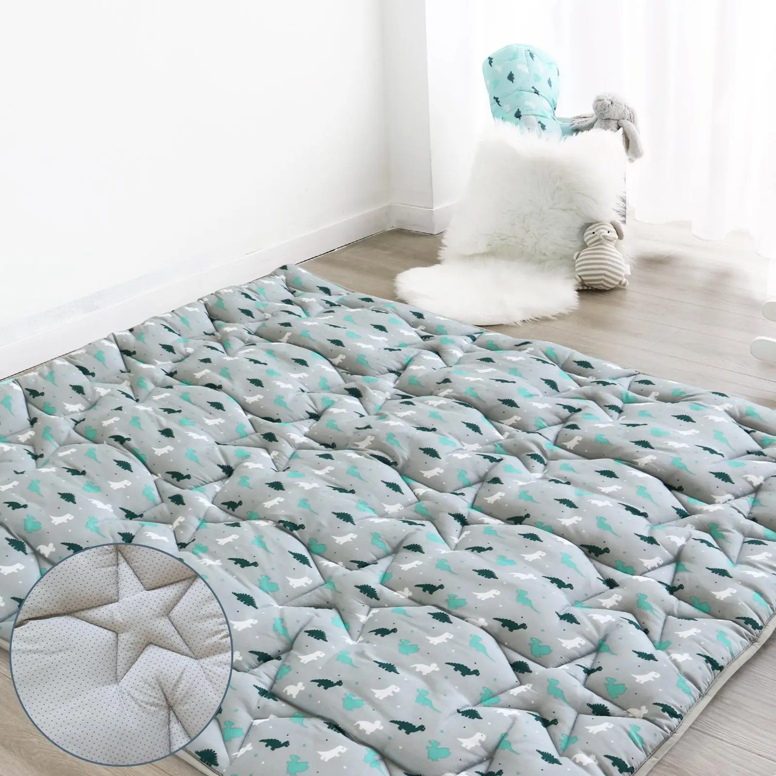 Soft Padded Play Mat Playpen Mat - Thicker Non-slip Large Kids Gifts Floor Crawling Tummy Time Foldable Portable Lightweight Indoor Outdoor Activity M