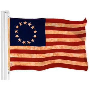G128 Betsy Ross Tea-Stained Flag | 3x5 Ft | LiteWeave Pro Series PRINTED 300D Polyester | Historical Flag, Indoor/Outdoor, Vibrant Colors, Brass Grommets