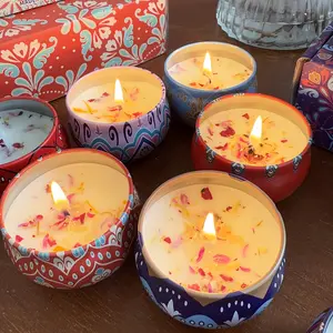 4-piece scented candle set - Jasmine, Sandalwood, Rose, etc. - Perfect for relaxation, meditation, yoga, bath time, Wellness, Therapeutic, Aromatherapy - Ideal gift for festivals