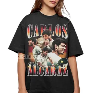 Carlos Alcaraz Vintage Graphic Tee, Tennis Champion Fan Shirt, Retro Sports Graphic Tee for Fans, Casual Cotton Top