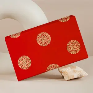 Wrapables 17" x 26" Longevity Satin Brocade Decorative Gift Wrapping Paper (2 Sheets), Red/Gold