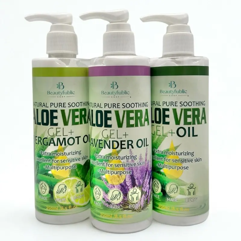 Beautyfublic Aloe Vera Gel & Oil - Natural Pure Soothing Formula - Extra Moisturizing - Multipurpose for Face Hair & Body - SOLD IN PACKS OF 3