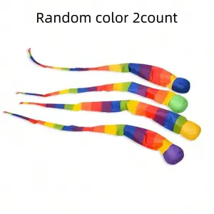 Random Color Outdoor Throwing Ball, 2 Counts/set Handmade Throwing Ball with Rope, Sensory Training Handmade Ball, Sports Toys for Outdoor Play, Soft Ball Design