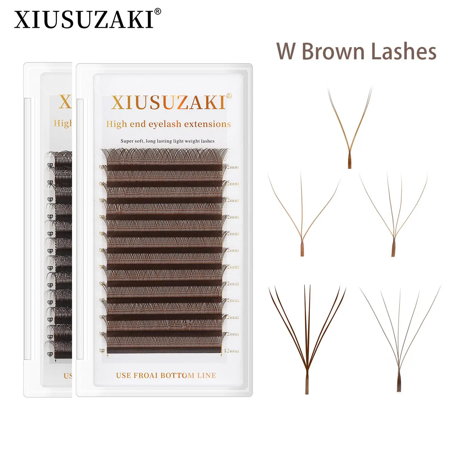 XIUSUZAKI Brown W Shaped Lashes 2D 3D 4D 5D YY Automatic Flowering Premade Fans 2 Tips 3D Eyelashes Extensions Individual Lashes 2026 New