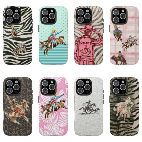 Cowgirl Western Horse Custom Cellphone Accessories Protect Cover - Retro Striped Zebra Print, Stylish Soft Silicone, Country Rodeo Art Design, for iPhone 11-17 Pro Max & Samsung S21-S26 Various Models, Fan Gift