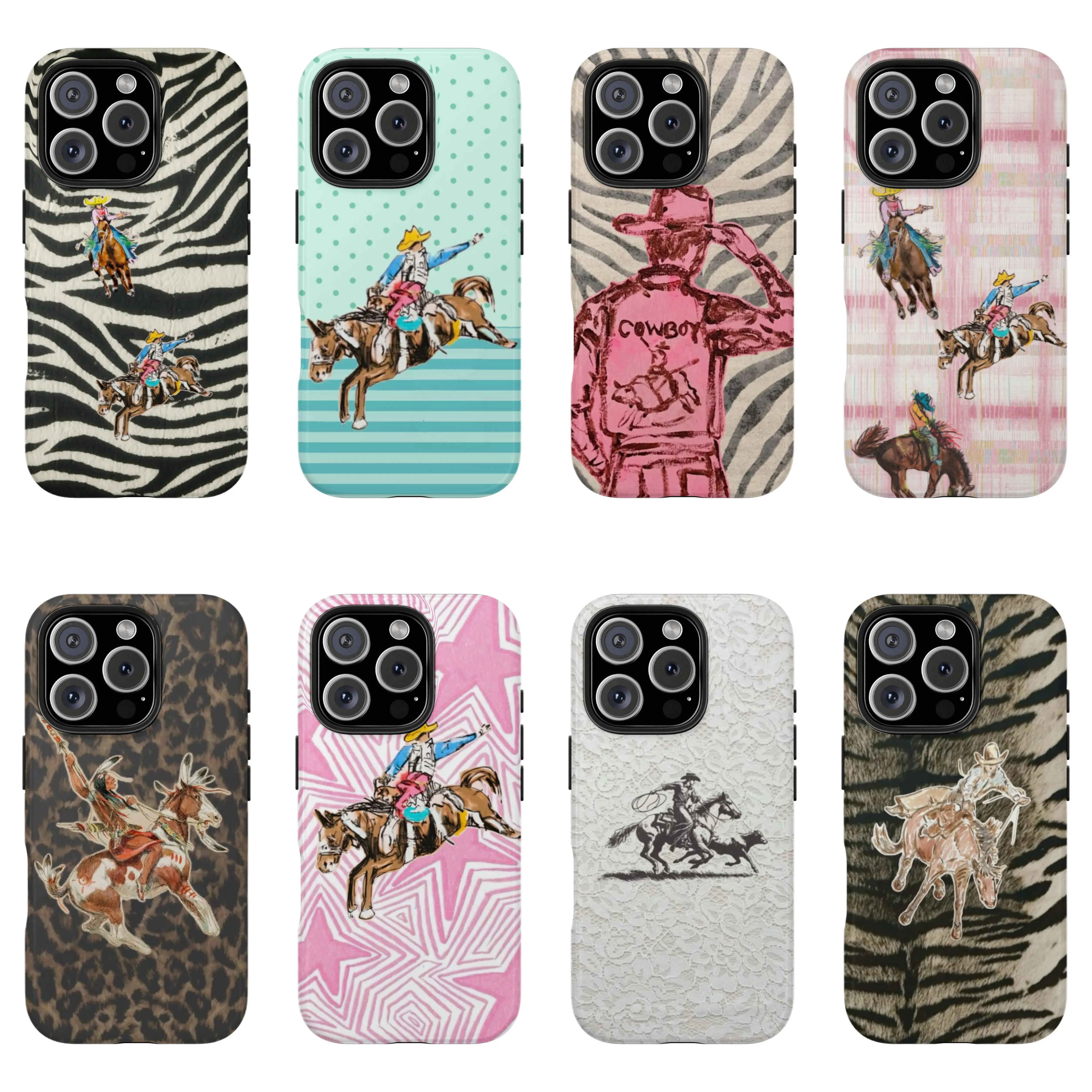 Cowgirl Western Horse Phone Case Retro Striped Zebra Print Country Rodeo Art Soft Silicone Case,For iPhone 11 12 13 14 15 16 17 pro max for Samsung S26 S25 S24 S23 S22 S21 phone Cases,Gifts For Fans Men Women,phone cases
