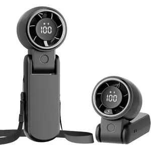 TriPole Portable Handheld Turbo Fan with Digital Display, 3-IN-1 Rechargeable Mini Travel Fan, Battery Operated, 190 °   Foldable for Desk & Neck, High Speed Personal Cooling Fans for Outdoor Trip Beach