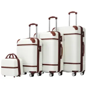 Hard shell luggage set of 4 pieces (20+24+28 inches) luggage rack and makeup box, with TSA lock rotating luggage, lightweight, super worry free, perfect for boarding the chassis size