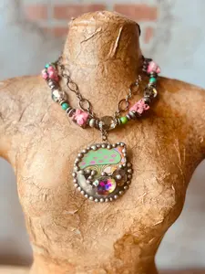 Vintage Tin Mushroom Necklace