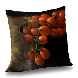 Begin Home Decor C1PT141461Q5C8 14 x 14 in. Bucket of Cherry Tomatoes - Brown Kitchen Throw Pillow Insert