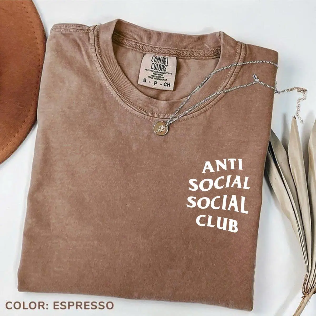 Comfort Colors Anti Social Social Club Espresso T-Shirt - 90s Vintage Tomato Girl Tee, Ocean Aesthetic Oversized Graphic Tee for Women & Men