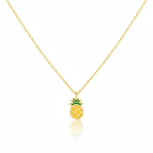 18K Gold Plated Epoxy Pineapple Pendant Necklace