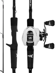 KastKing Crixus Fishing Rod and Reel Combo, High Performance Spinning & Baitcaster Combo, IM6 Graphite 2Pc Blanks, Zirconium Oxide Rings, SuperPolymer Handle, Lightweight Reel with Aluminum Spool