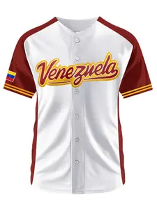 Boys' Baseball Jersey, 24 White Embroidered Sports Shirt, Casual Short Sleeve Button T-Shirt, Long Clothing, All Seasons, Fitted Style