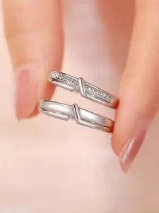 Elegant Couple Rings Set, Adjustable Size, Fashionable Jewelry for Men & Women, Perfect Valentine's Day Gift, Daily Wear
