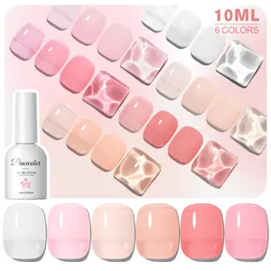 PEACECOLOR Jelly Gel Nail Polish Set 10ML Nude Pink Neutral Sheer Transparent Spring Colors Soak Off Milky Jelly Gel Polish Nail Art Manicure Gifts for Women Salon DIY