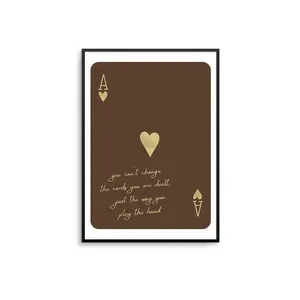 [UNFRAMED POSTER] Ace of Hearts Print: Motivational Quote, Brown and Gold Wall Art
