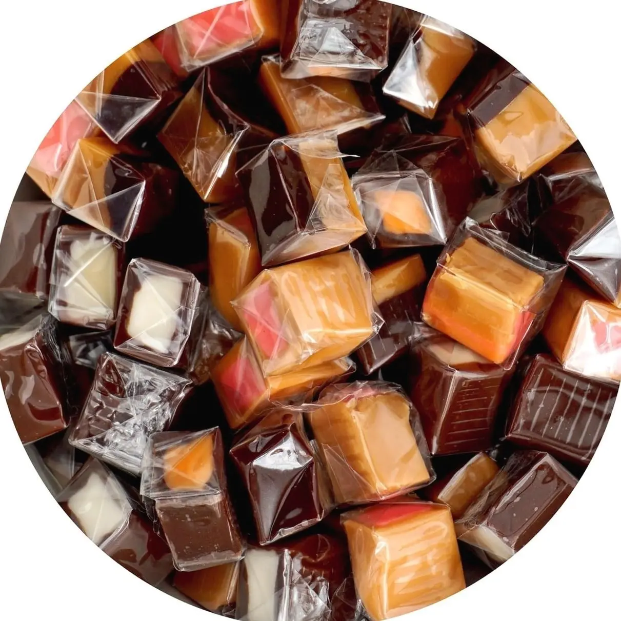 Assorted Caramel Squares Candy, 2 Pound Bulk Bag (Approximately 125 pieces), Assorted Flavored Caramel Cubes, Individually Wrapped Chewy Candy