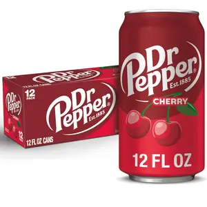 Dr Pepper Cherry Soda Pop, 12 fl oz, 12 Pack Cans – Bold Cherry-Flavored Carbonated Soft Drink, Classic Dr Pepper Taste with Sweet Cherry Twist, Refreshing Caffeine Soda Beverage