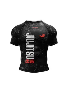 Sports Quick Dry Breathable Men T-shirt Outdoor Street Jiu-jitsu Boxing Team Training Uniform Short Sleeve Clothing Top