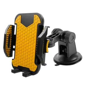 360° Universal Phone Holder for Car Use Multi-Function Car Stand Windshield Mount for Mobile Cell Phone GPS , yellow color phone holder