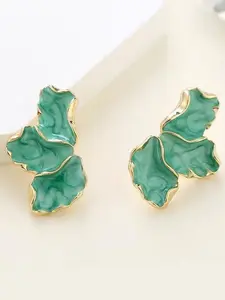 A pair of fashionable high-end jewelry design maple leaf flower and colorful petal oil drip earrings, suitable for daily wear, vacation and dating occasions, exquisite small gift, Trendy fashionable accessories