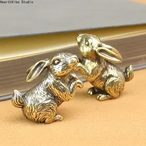 Ornamental Rabbit Shape Brass Figurine, Coffee Table & Entry Table Decor, Easter Christmas Home Desktop Gift, Small Brass Bunny Statue,summervibes