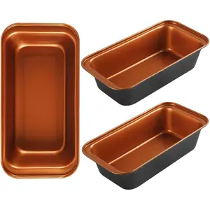 9x5 Inch Nonstick Loaf Pan 3-Pack, Carbon Steel Bread Pan for Baking, Copper Finish Easy Release for Meatloaf, Banana Bread & Pound Cake, Oven Safe 450?F