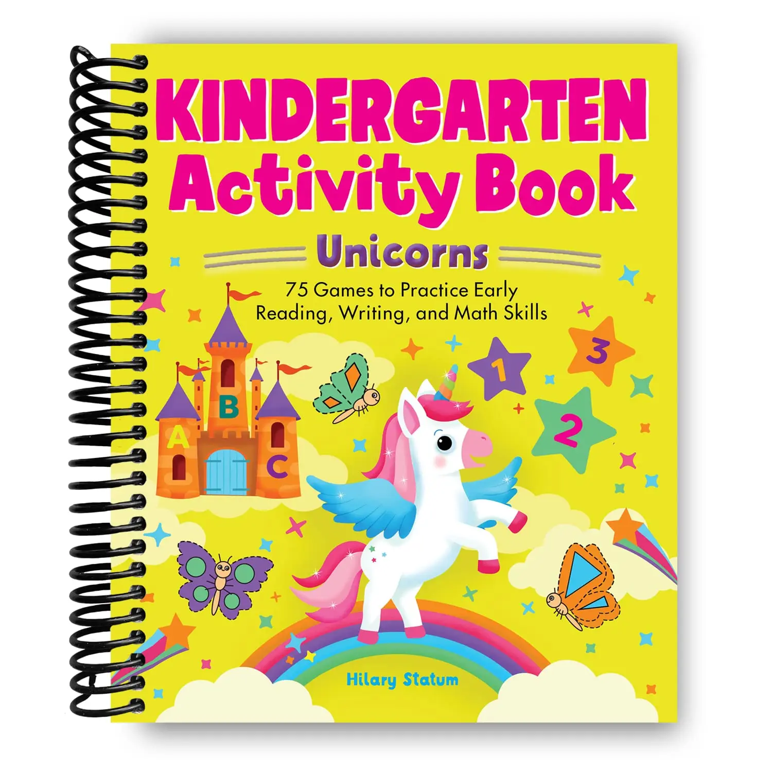 Kindergarten Unicorn Activity Book, Spiral Bound - 75 Games for Early Reading, Writing, Math Skills | Handwriting Tracing, Screen-Free Activity Books, Handwriting Tracing Activity Books