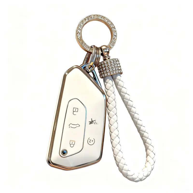 for Volkswagen Key Fob Cover with Keychain,Car Key Case fit for VW ID.4 ID.3 MK8 Golf GTI Seat Leon MK4 Skoda Octavia(Black White)