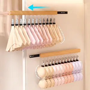 Pull Out Hat Rack for Closet, Sliding Hooks Hanger Rack with Clips for Bras Caps Underwear Socks Scarves Gloves Handkerchiefs, Dual Side 8 Clips Rail, 2 Pcs Cabinet Cabinet
