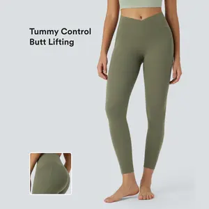Halara UltraSculpt High Waisted Crossover Tummy Control Butt Lifting Side Pocket 7/8 High Stretch Activewear Athletic Yoga Leggings, Activewear Bottoms, Athletic Bottoms