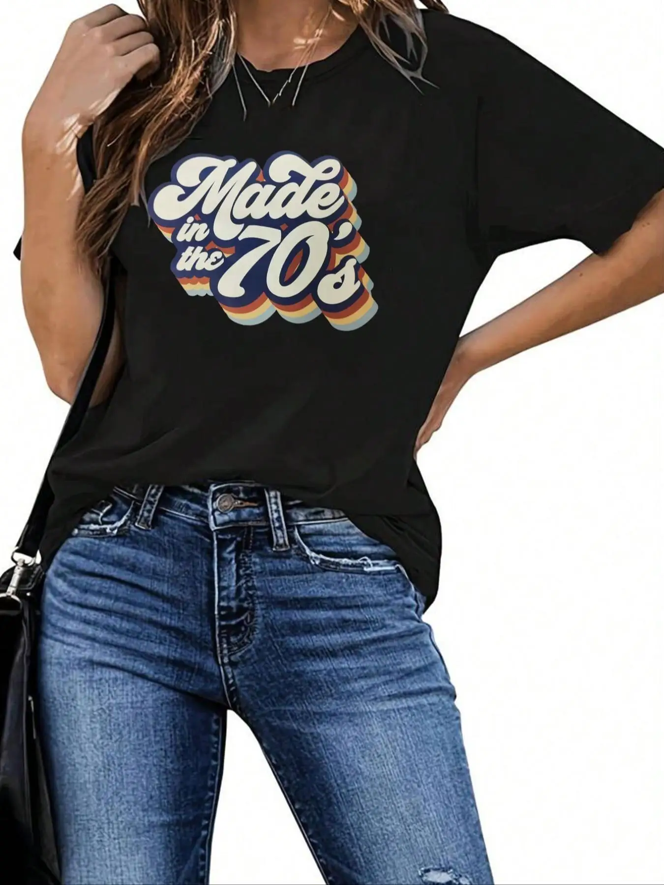 Women's Letter & Figure Print Round Neck Graphic Tee, Fashion Casual Short Sleeve Crew Neck T-Shirt for Daily Wear, Ladies Summer Outfit