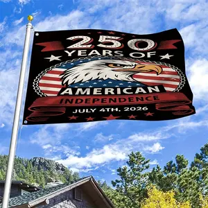 1pc 250 Years Of American Independence Flag with 2 Grommets - Durable Polyester, - - Perfect for Home & Outdoor Celebrations, Patriotic Decor |   Bold Design |   Durable Polyester