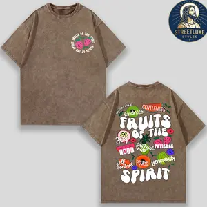 230G Cotton High-Quality Batik Double-Sided Printed T-Shirt with Round Neck and Short Sleeves, "Jesus, Sincere and Kind, Self-Control, Peacemaker, Christ",230g Gradient Tee