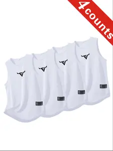 Men's Lightweight Sports Tank Tops Set of 4, Quick Dry Breathable Vest Sleeveless Shirts, Gym Running Beach Wear, Summer Casual Clothing
