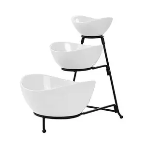 Elama 3-Tier Oval Bowl Porcelain Serveware Set Elama 3-Tier Oval Bowl Porcelain Serveware Set