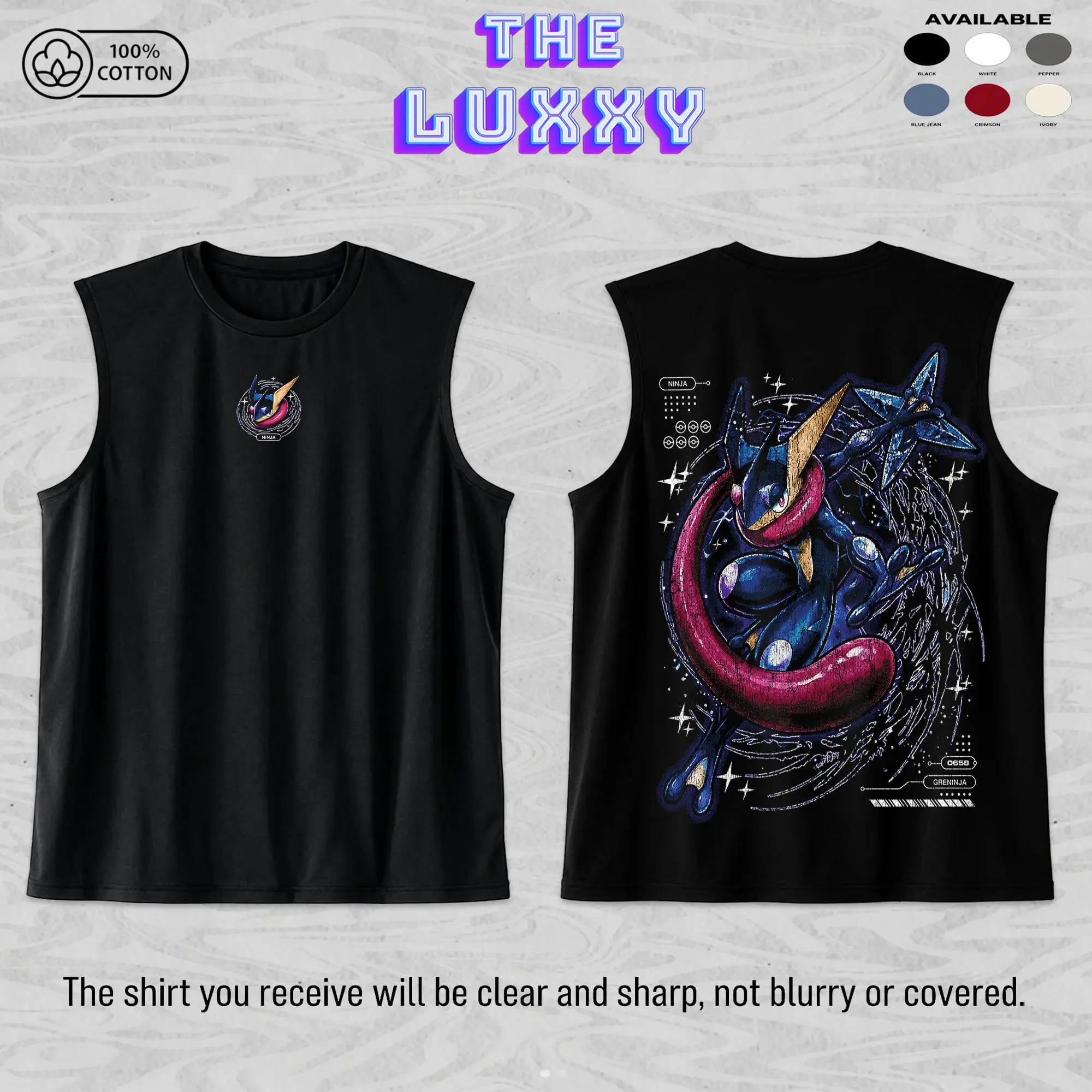 Greninja Unisex Cotton Premium Comfort Colors Tank Top, Pocket Monster Anime Merch, Grunge Cotton Comfort Tank Top, Anime Aesthetic Gift, Gym Tank Top, Anime Gym Tank Top
