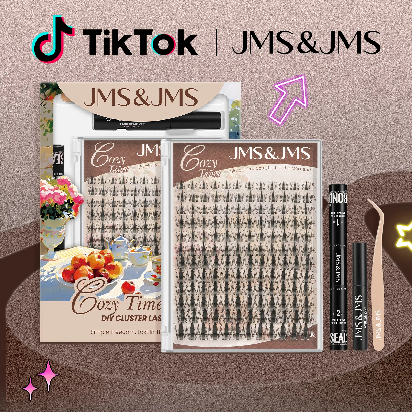 Fairy Kit l JMS&JMS Eyelashes Clusters Kit, Spike Lash Clusters, 0.03mm Invisible Band, Manga & Anime Lash Extensions, Beginner-Friendly for Babyface/Roundface DIY At-Home Application, Wet Cat Doll Style #sohochic