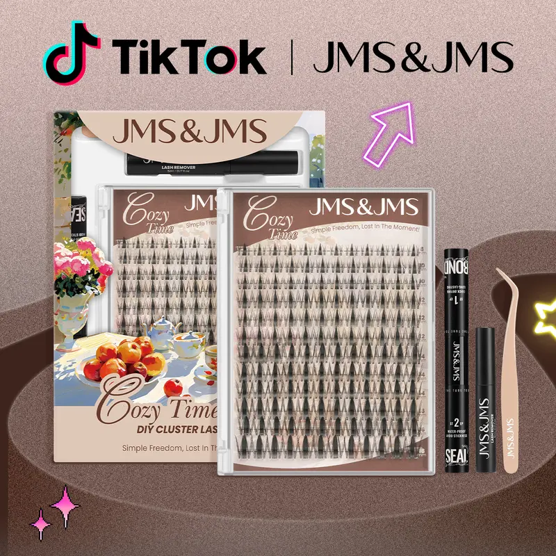 JMS&JMS Fairy Cosmetic Eyelash Extension Kit, 0.03mm Invisible Band Spike Manga Cartoon Lashes, Wet Cat Doll Style, Swim-Ready, Beginner-Friendly Adult DIY Makeup Accessory Kit, #sohochic