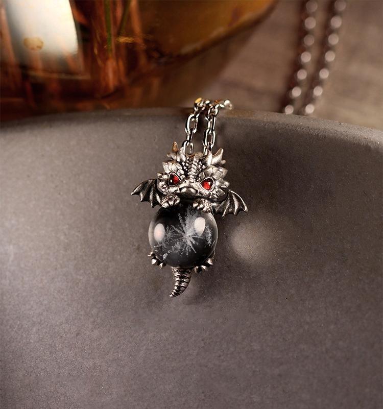 Cute Dragon During Retro Exquisite Couple Sterling Silver Necklace During Party Fashion July, Daily Clothing Decoration