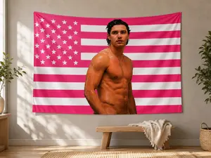 Graham Logan Tapestry Flag, Briar Hockey Wall Decor, Off Campus Inspired Room Hanging, Sports Romance Dorm Decor