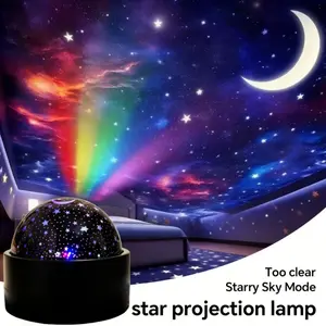 Sound Control Night Light, 16 Color Star Moon Projection USB Lamp, RGB Smart LED Desk Lamp, Atmosphere Decorative Lighting