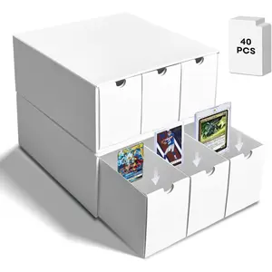 Trading Card Storage Box, Top Loaders Storage Box with 40 Dividers, Cardboard Toploader Card Boxes for Sports Card, Baseball, MTG, TCG, Playing Cards, 6 Drawer
