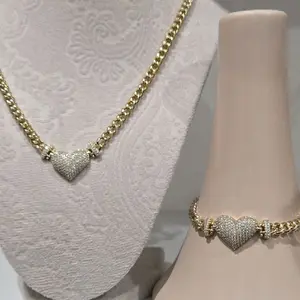 High Quality Gold Plated 14k Heart Set Non Tarnish Water Resistant Hypoallergenic Jewelry