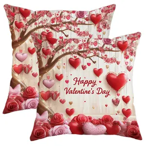 2pcs Valentine'S Day Decorative Throw Pillow Covers, Perfect for Adding a Warm And Romantic Touch to Your Living Room, Single-sided printing, no pillow insert