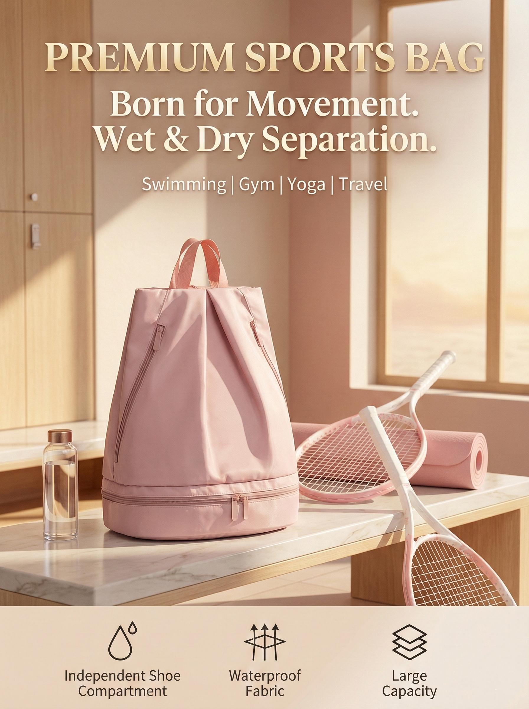 Durable Gym Backpack with Shoe Compartment, Lightweight Wet Dry Swim Bag for Pool and Beach, Water Resistant Sports Daypack for Camping and Travel Essentials