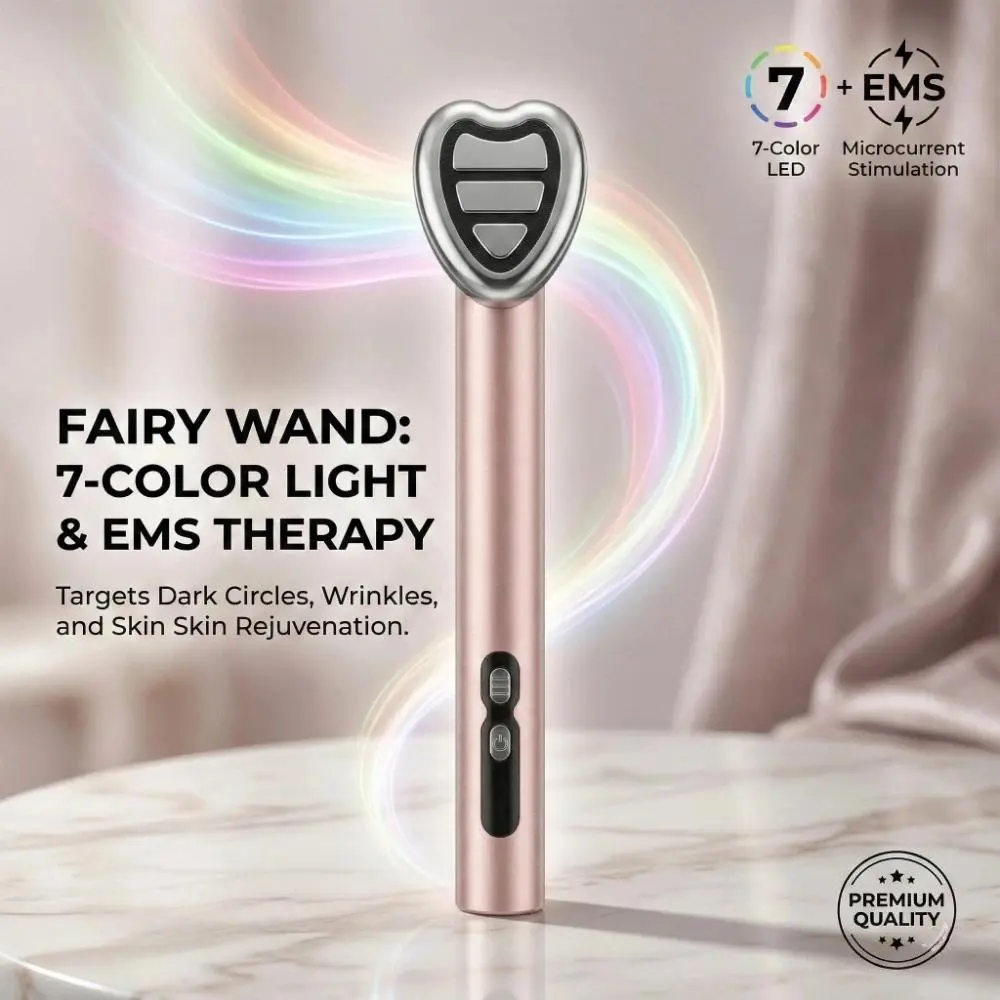 7-in-1 LED Facial Wand, a Skin Smoothing Tool with EMS Microcurrent for Skin Tightening, 360° Rotating Head, Rechargeable Beauty Device, Facial Care Tools