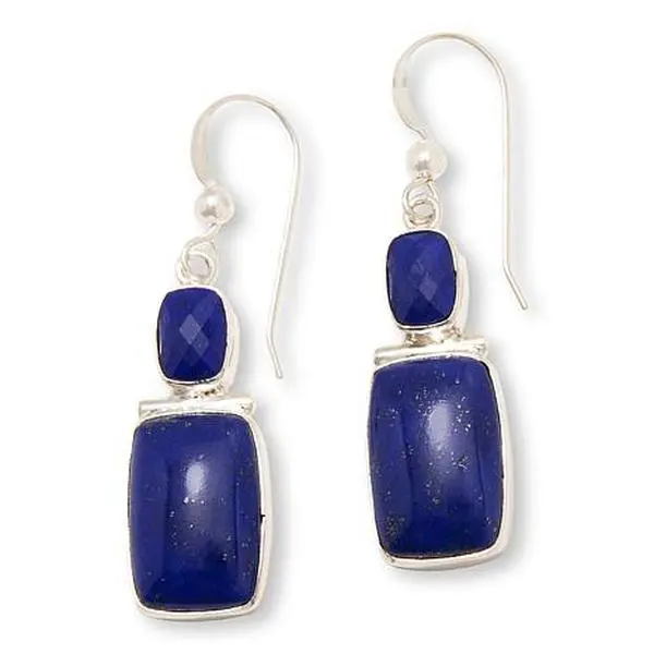 Mine Finds by Jay King Blue Lapis 2-Stone Rectangular Drop Earrings